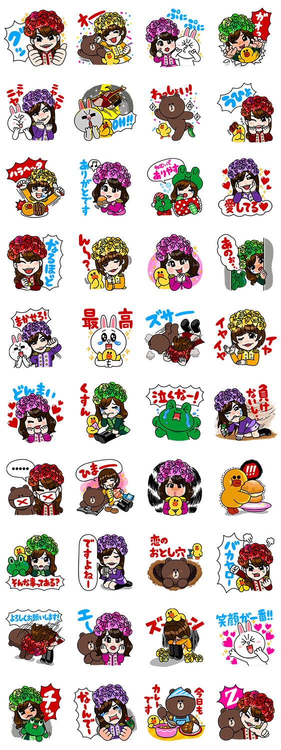 Sticker5980-LINE Characters + Momoiro Clover Z- ตัวละคร LINE X โมะโมะอิโระโคลเวอร์ Z [JP] 
